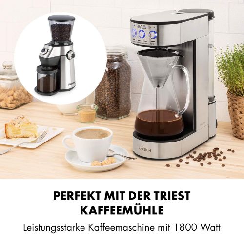  Klarstein Perfect Brew Filter-Kaffeemaschine mit rotierendem Bruehkopf  Kaffeemaschine  1800 Watt  1,8 Liter  digitaler Steuerung  Warmhaltefunktion  inkl. Glaskanne  Edelsta