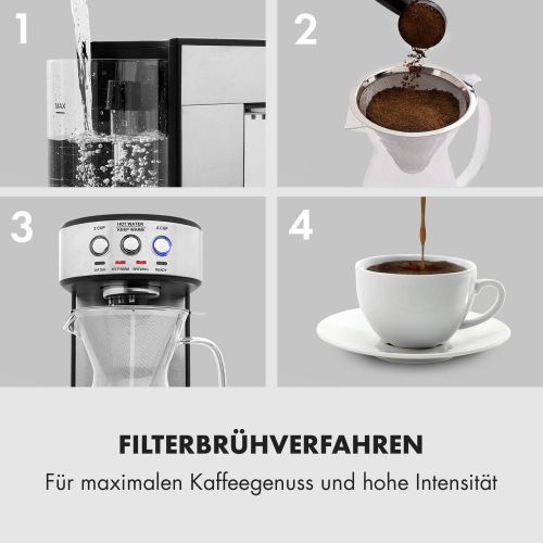  Klarstein Perfect Brew filter coffee machine with rotating brewing head, coffee machine, 1800 watt, 1.8 litre, digital control, timer, warming function, including glass teapot, sta