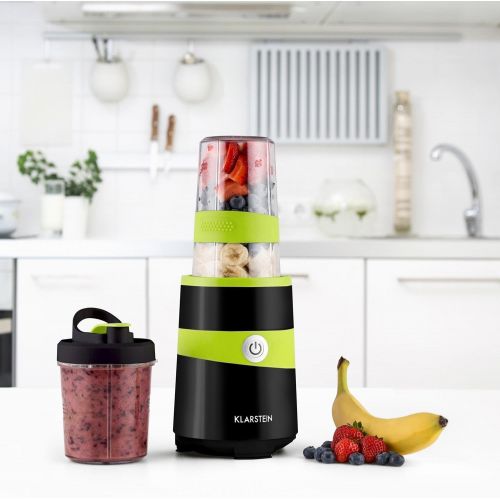  Klarstein - Vitalic, Standmixer, Kuechenmixer, Smoothie Maker, Blender, 1000 Watt, 10.000 Umdrehungen pro Minute, 2 Mixerbecher, bis zum 600ml Volumen, Kreuzklinge, Edelstahl, schwa