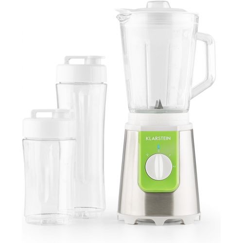  Klarstein - Shiva, Standmixer, Kuechenmixer, Smoothiemaker, Blender, 350 Watt, Edelstahlklingen, 0,8 Liter Glaskrug (geschmacksneutral), Puls Funktion, Verschlussdeckel, gruen