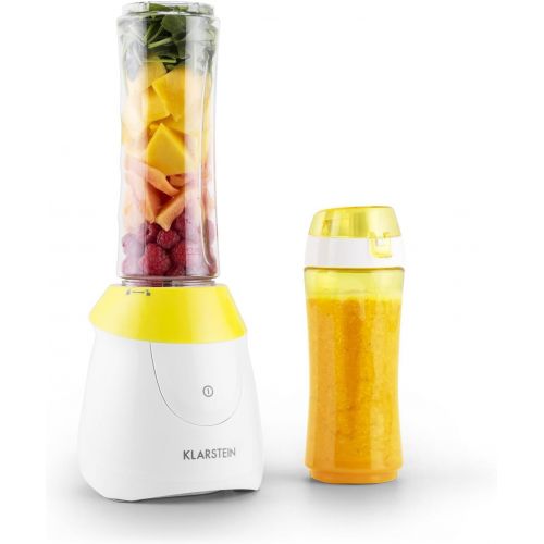  Klarstein - Paradise City, Standmixer, Mini-Mixer, Blender, Smoothie-Maker, 300 Watt, bis zu 0,6 Liter, 2 Mixerbecher aus Tritan, BPA-frei, inkl. 2 Deckel zur Nutzung als Trinkgefa