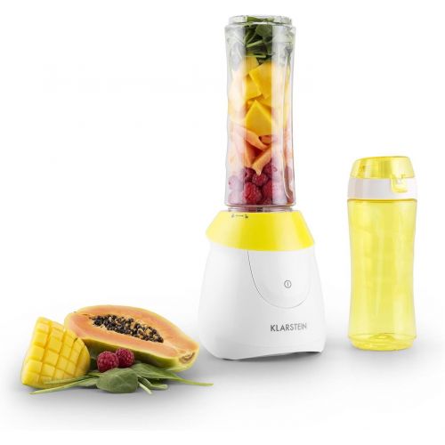  Klarstein - Paradise City, Standmixer, Mini-Mixer, Blender, Smoothie-Maker, 300 Watt, bis zu 0,6 Liter, 2 Mixerbecher aus Tritan, BPA-frei, inkl. 2 Deckel zur Nutzung als Trinkgefa