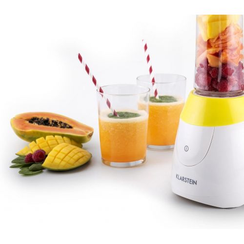  Klarstein - Paradise City, Standmixer, Mini-Mixer, Blender, Smoothie-Maker, 300 Watt, bis zu 0,6 Liter, 2 Mixerbecher aus Tritan, BPA-frei, inkl. 2 Deckel zur Nutzung als Trinkgefa