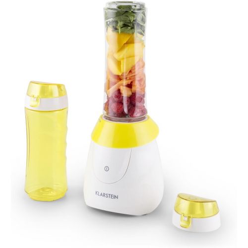  Klarstein - Paradise City, Standmixer, Mini-Mixer, Blender, Smoothie-Maker, 300 Watt, bis zu 0,6 Liter, 2 Mixerbecher aus Tritan, BPA-frei, inkl. 2 Deckel zur Nutzung als Trinkgefa