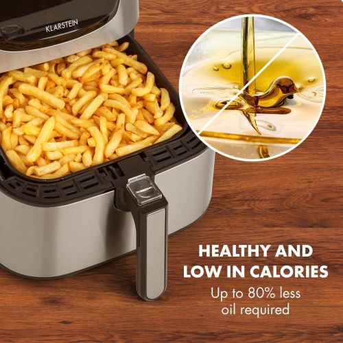  Klarstein Aero Vital deluxe  Hot air fryer  1700 Watt  5.4 litre volume  LCD touch display  8 pre-installed programs  Stainless steel  Thermostat  Timer  Economical  Silv