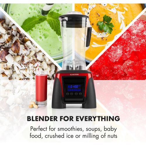  Klarstein Herakles 8G Kitano Power-Mixer-Messer-Set - Standmixer Smoothie, Messerblock magnetisch, 1800 Watt, BPA-frei, 2 Liter Mixkrug, 7 Messer, Prazisionsklingen, Edelstahl, rot