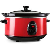 Klarstein Bristol 35 - Slow Cooker, Schongarer, Schmor-Kochtopf, 3,5 Liter, herausnehmbarer Innentopf aus Keramik, Edelstahl-Aussentopf, Glasdeckel, 200 Watt, 2 Temperaturstufen, ro