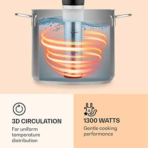  TESTSIEGER* Klarstein Quickstick - Sous-Vide Garer, Thermostat, Umwalzpumpe, 1300W, Trockenlaufschutz, exakte Temperatureinstellung, schwarz