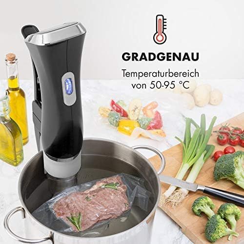  TESTSIEGER* Klarstein Quickstick - Sous-Vide Garer, Thermostat, Umwalzpumpe, 1300W, Trockenlaufschutz, exakte Temperatureinstellung, schwarz