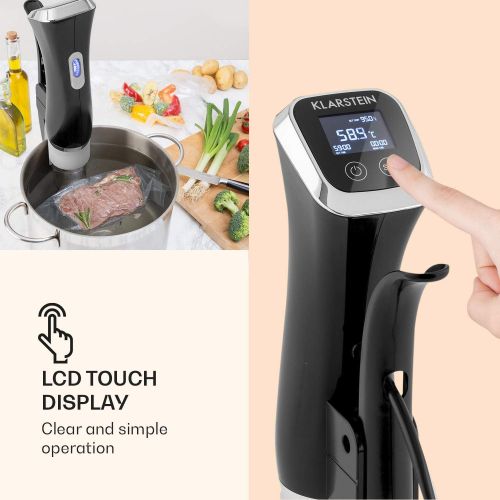  TESTSIEGER* Klarstein Quickstick - Sous-Vide Garer, Thermostat, Umwalzpumpe, 1300W, Trockenlaufschutz, exakte Temperatureinstellung, schwarz