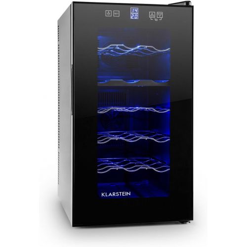  Klarstein Vinesse Black Edition Weinkuehlschrank Getrankekuehlschrank Weintemperierschrank (43 Liter fuer 18 Flaschen, Touch-Bedienfeld, LCD-Display, Innenbeleuchtung) schwarz