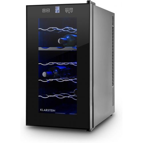  Klarstein Vinesse Black Edition Weinkuehlschrank Getrankekuehlschrank Weintemperierschrank (43 Liter fuer 18 Flaschen, Touch-Bedienfeld, LCD-Display, Innenbeleuchtung) schwarz