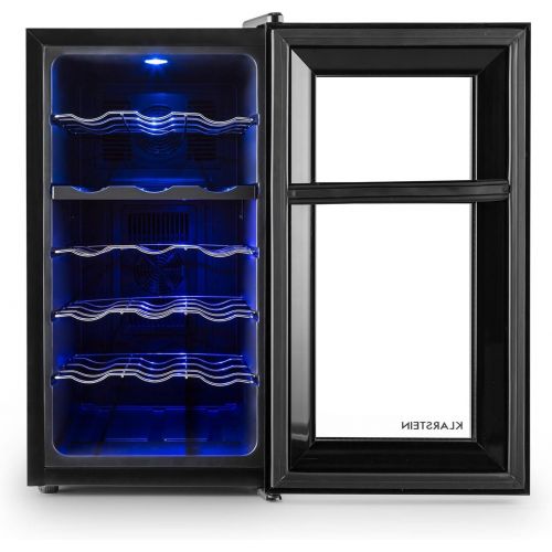  Klarstein Vinesse Black Edition Weinkuehlschrank Getrankekuehlschrank Weintemperierschrank (43 Liter fuer 18 Flaschen, Touch-Bedienfeld, LCD-Display, Innenbeleuchtung) schwarz