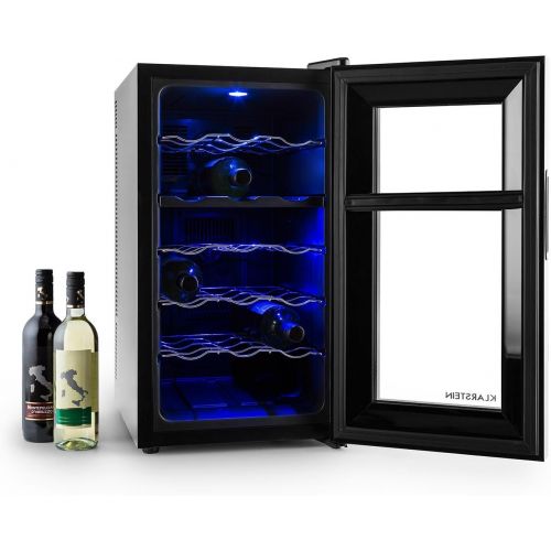  Klarstein Vinesse Black Edition Weinkuehlschrank Getrankekuehlschrank Weintemperierschrank (43 Liter fuer 18 Flaschen, Touch-Bedienfeld, LCD-Display, Innenbeleuchtung) schwarz