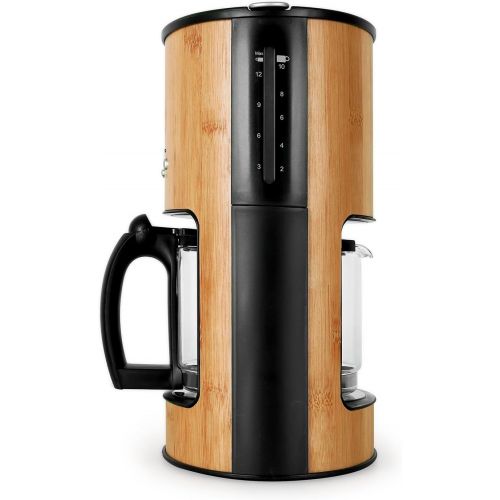  Klarstein Bamboo Garden - Kaffeemaschine, Kaffeeautomat, Coffee-Maker, 1080 Watt, 1,25 L, fuer 10-12 Tassen, Tropfschutz, Warmhalteplatte, Timer, Filterhalter herausnehmbar, Bambus,