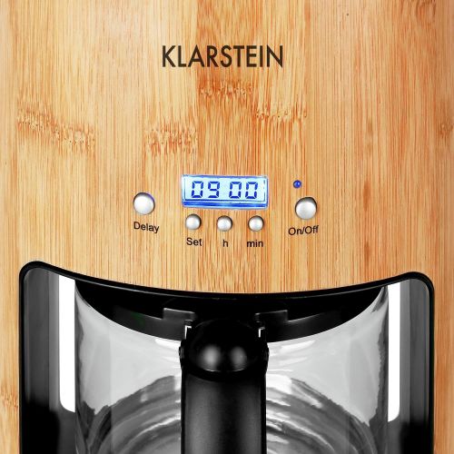  Klarstein Bamboo Garden - Kaffeemaschine, Kaffeeautomat, Coffee-Maker, 1080 Watt, 1,25 L, fuer 10-12 Tassen, Tropfschutz, Warmhalteplatte, Timer, Filterhalter herausnehmbar, Bambus,