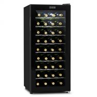 Klarstein Vivo Vino - Weinkuehlschrank, Getrankekuehlschrank, Gastrokuehlschrank, 118 Liter, 36 Flaschen, 120W, niedriges Betriebsgerausch, 10° - 18°C, LED-Lampe, Glastuer, schwarz