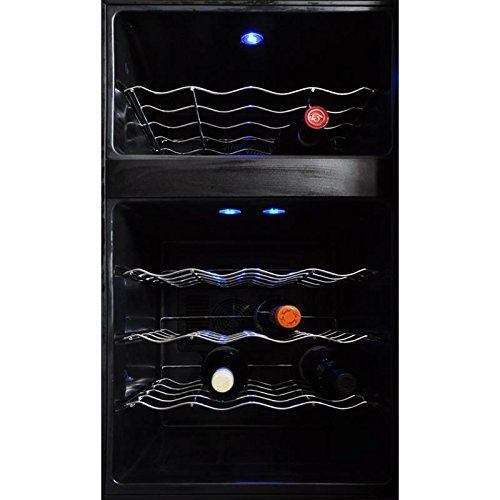  Klarstein MKS-3 - Weinkuehlschrank, 2 Zonen, 8 bis 18°C, 24 Flaschen, 68 Liter, freistehend, Getrankekuehlschrank, Touchpad-Steuerung, LCD-Display, 2-tuerig, schwarz