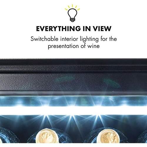  Klarstein Vinsider 24 Onyx Edition Weinkuehlschrank mit Glastuer - Weinkuehler, Weintemperierschrank, Einbaugerat, 24 Weinflaschen, 5-22 °C, LED-Display, 3 Boeden, Innenraumbeleuchtung