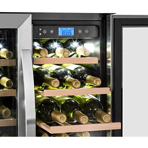  Klarstein Vinovilla Duo42  Weinkuehlschrank  Getraenkekuehlschrank  Volumen: 126 Liter  2 x 5 Holzeinschuebe  Touch-Bediensektion  LED-Innenbeleuchtung in 3 Farben waehlbar  2 Kue