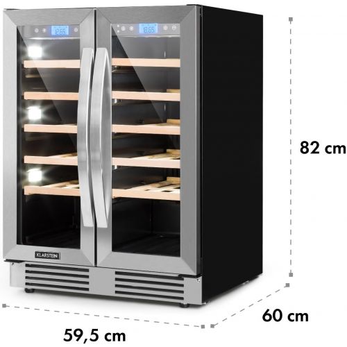  Klarstein Vinovilla Duo42  Weinkuehlschrank  Getraenkekuehlschrank  Volumen: 126 Liter  2 x 5 Holzeinschuebe  Touch-Bediensektion  LED-Innenbeleuchtung in 3 Farben waehlbar  2 Kue