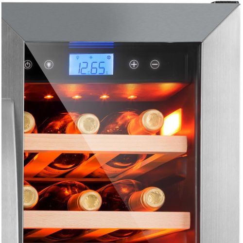  Klarstein Vinovilla Duo42  Weinkuehlschrank  Getraenkekuehlschrank  Volumen: 126 Liter  2 x 5 Holzeinschuebe  Touch-Bediensektion  LED-Innenbeleuchtung in 3 Farben waehlbar  2 Kue