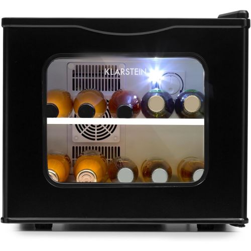  Klarstein KLARSTEIN Winehouse Minibar - Weinkuehlschrank, Getrankekuehlschrank, 17L, 38 dB leise, 8 bis 18 °C Temperatur, 60W Nennleistung, doppelte Verglasung, Edelstahlgehause, freistehend,