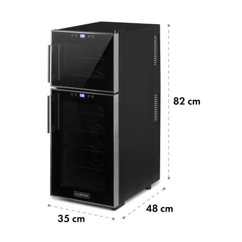  Klarstein Reserva 21  Weinkuehlschrank mit Doppel-Glastuer  Getraenkekuehlschrank  Nutzungsinhalt: 56 Liter  21 Flaschen  2 separate Kuehlzonen  Touch-Bedienung  LED-Anzeige  40