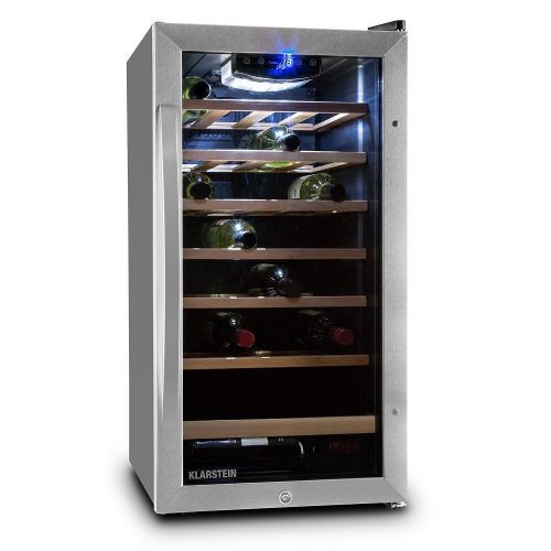  Klarstein Vivo Vino 26  Weinkuehlschrank  kompakter Weinkuehler  Volumen: 88 Liter  26 Flaschen  Temperatur: 5 bis 18°C  freistehend  LED-Innenraumbeleuchtung  Edelstahl-Glas