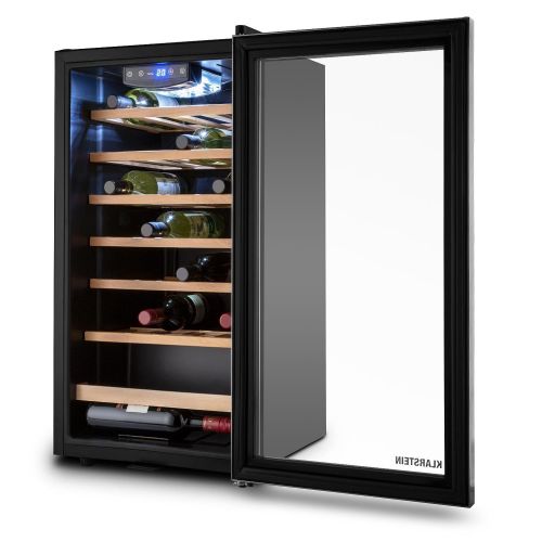  Klarstein Vivo Vino 26  Weinkuehlschrank  kompakter Weinkuehler  Volumen: 88 Liter  26 Flaschen  Temperatur: 5 bis 18°C  freistehend  LED-Innenraumbeleuchtung  Edelstahl-Glas