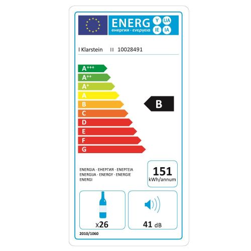  Klarstein Vivo Vino 26  Weinkuehlschrank  kompakter Weinkuehler  Volumen: 88 Liter  26 Flaschen  Temperatur: 5 bis 18°C  freistehend  LED-Innenraumbeleuchtung  Edelstahl-Glas