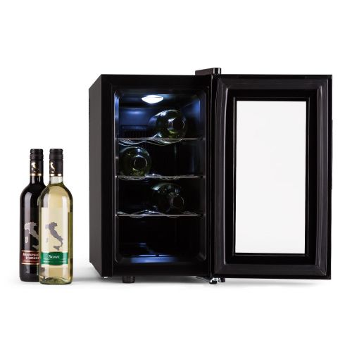  Klarstein Reserva Piccola - Weinkuehlschrank, Getrankekuehlschrank, 25 Liter, 8 Flaschen, 3 verchromte Regaleinsatze, zuschaltbare Innenraumbeleuchtung, 8 bis 18°C, Bedienung, schwar