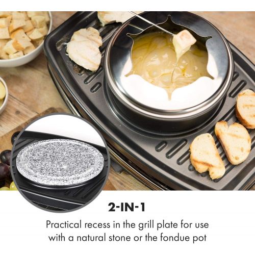  Klarstein Entr Ecote Rustic Stone Raclette Grill Natural Stone Fondue Grill mit Fondue