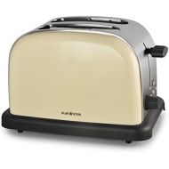 Klarstein BT-318 Toaster - 2-Scheiben-Toaster, Doppelschlitz-Toaster, 50er Retro Design, 1000 Watt, Auftau- / Aufwarm- / Bagel-Funktion, Edelstahl, 6-stufig einstellbarer Braunungs