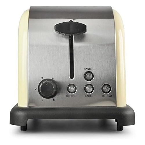  Klarstein BT-318 Toaster - 2-Scheiben-Toaster, Doppelschlitz-Toaster, 50er Retro Design, 1000 Watt, Auftau- / Aufwarm- / Bagel-Funktion, Edelstahl, 6-stufig einstellbarer Braunungs