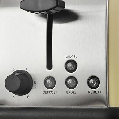 Klarstein BT-318 Toaster - 2-Scheiben-Toaster, Doppelschlitz-Toaster, 50er Retro Design, 1000 Watt, Auftau- / Aufwarm- / Bagel-Funktion, Edelstahl, 6-stufig einstellbarer Braunungs