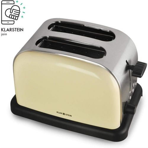  Klarstein BT-318 Toaster - 2-Scheiben-Toaster, Doppelschlitz-Toaster, 50er Retro Design, 1000 Watt, Auftau- / Aufwarm- / Bagel-Funktion, Edelstahl, 6-stufig einstellbarer Braunungs