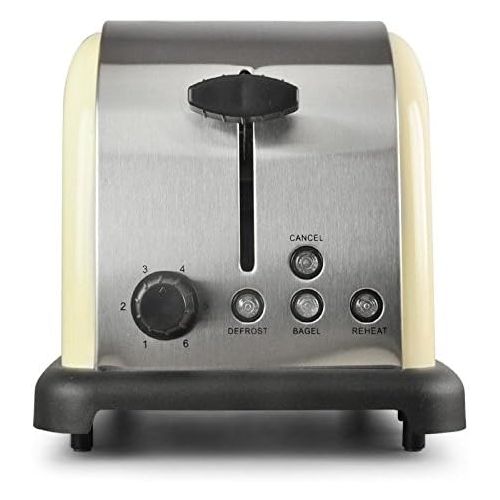  Klarstein Aqua Vita Retro Breakfast Set Kettle Toaster (Kettle, 1.7Litre, 2200Watt, 2Slice Toaster, 1000Watt, De-Icing and Warming Function, Stainless SteelCream