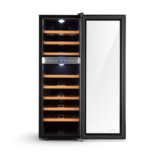  Klarstein Reserva 27D Weinkuehlschrank  Weintemperierschank  76 Liter  27 Flaschen  Energieeffizienzklasse: C  2 programmierbare Kuehlzonen  Innentemperaturanzeige  freistehen