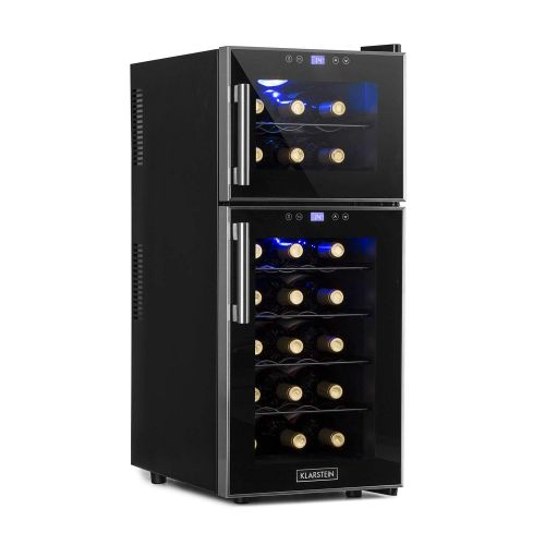  Klarstein Reserva 21  Weinkuehlschrank mit Doppel-Glastuer  Getrankekuehlschrank  Nutzungsinhalt: 56 Liter  21 Flaschen  2 separate Kuehlzonen  Touch-Bedienung  LED-Anzeige  40