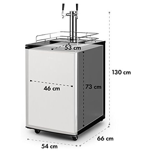  Klarstein Big Spender Double - Bierfass-Kuehlschrank, Getrankefasskuehlschrank, Komplettset, CO2 Fasser bis 50 L, 4 Bodenrollen, Temperatur regulierbar, inkl. Zapfsaule, schwarz