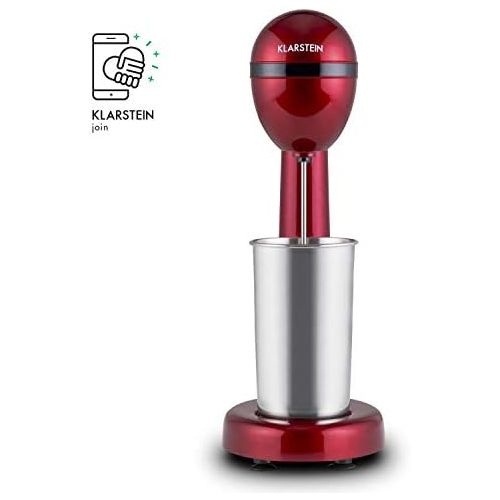  KLARSTEIN Klarstein van Damme - Drink-Mixer, Getrankemixer, Mini-Standmixer, Milkshake Maker, 100 Watt, 22.000 Umdrehungen pro Minute, 450 ml Fassungsvermoegen, Edelstahl-Mixbecher, rot