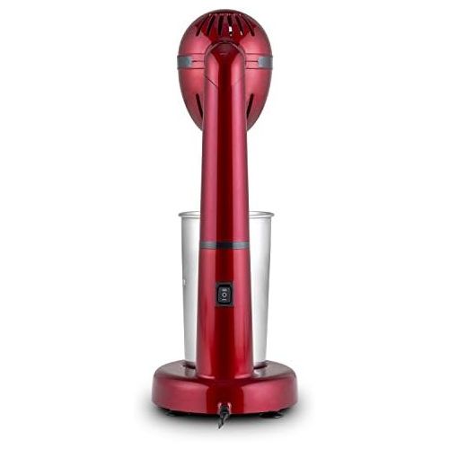  KLARSTEIN Klarstein van Damme - Drink-Mixer, Getrankemixer, Mini-Standmixer, Milkshake Maker, 100 Watt, 22.000 Umdrehungen pro Minute, 450 ml Fassungsvermoegen, Edelstahl-Mixbecher, rot