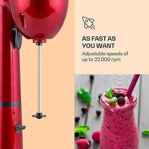  KLARSTEIN Klarstein van Damme - Drink-Mixer, Getrankemixer, Mini-Standmixer, Milkshake Maker, 100 Watt, 22.000 Umdrehungen pro Minute, 450 ml Fassungsvermoegen, Edelstahl-Mixbecher, rot