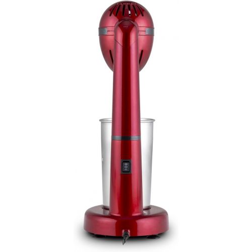  KLARSTEIN Klarstein van Damme - Drink-Mixer, Getrankemixer, Mini-Standmixer, Milkshake Maker, 100 Watt, 22.000 Umdrehungen pro Minute, 450 ml Fassungsvermoegen, Edelstahl-Mixbecher, rot