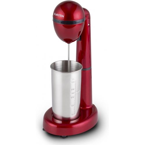  KLARSTEIN Klarstein van Damme - Drink-Mixer, Getrankemixer, Mini-Standmixer, Milkshake Maker, 100 Watt, 22.000 Umdrehungen pro Minute, 450 ml Fassungsvermoegen, Edelstahl-Mixbecher, rot