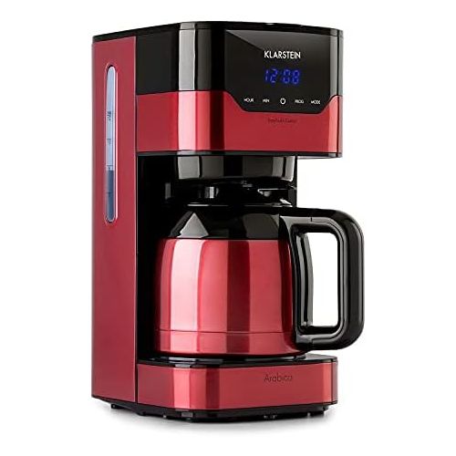  Klarstein Kaffeemaschine Arabica mit Filter - Filter-Kaffeemaschine, 800 Watt, EasyTouch Control, 1.2 L, bis 12 Tassen, inkl. Permanentfilter, silber-schwarz