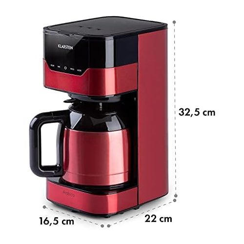  Klarstein Kaffeemaschine Arabica mit Filter - Filter-Kaffeemaschine, 800 Watt, EasyTouch Control, 1.2 L, bis 12 Tassen, inkl. Permanentfilter, silber-schwarz