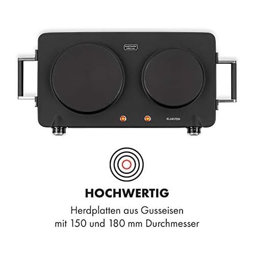  Klarstein Cookorama IR - Doppel-Kochplatte, 2 Halogen-Kochfelder, Glaskeramik-Kochfelder, 2100 W Gesamtleistung, Ø 15 und 18,5 cm, stufenlos regelbare Temperatur, rostfreier Edelst