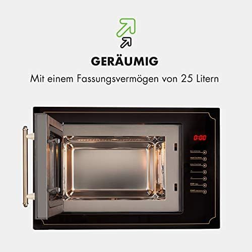  Klarstein Victoria 25 Einbau-Mikrowelle - Retro, 25 Liter, 900 W Mikrowellen- / 1000 W Grillleistung, 2 Kombi-Funktionen, Touch-Bedienung, Edelstahl, inkl. Einbaurahmen, schwarz